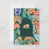 Indische volkskunst olifant smaragdgroene bruiloft RSVP kaartje (Achterkant)