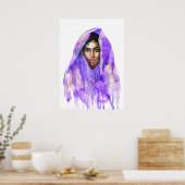 Indische vrouw, waterverf portret, kunstwerk. poster (Keuken)