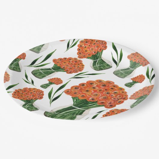 Indische Waterverf Ranunculus Papieren Bordje (Gekanteld)