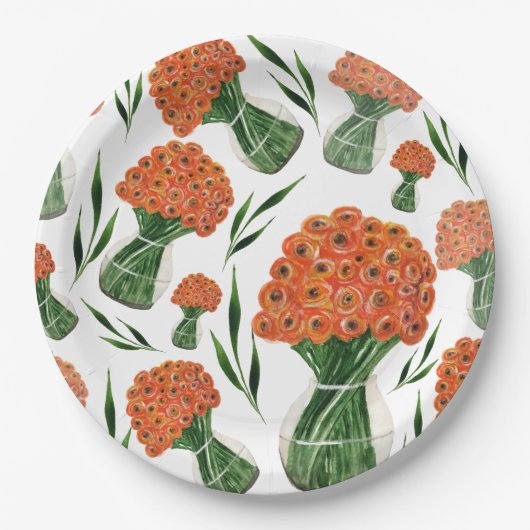 Indische Waterverf Ranunculus Papieren Bordje (Voorkant)