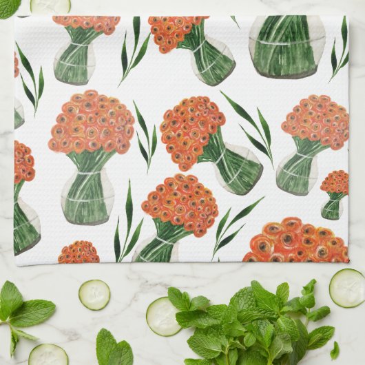 Indische Waterverf Ranunculus Theedoek (Gevouwen)