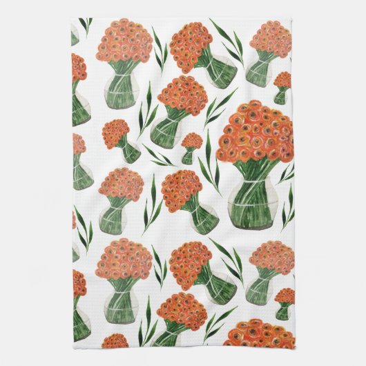 Indische Waterverf Ranunculus Theedoek (Verticaal)