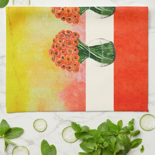 Indische Waterverf Ranunculus Theedoek (Gevouwen)