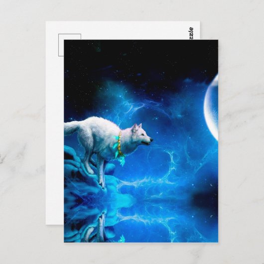 Indische wolf en volle maan briefkaart (Voorkant / Achterkant)