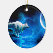 Indische wolf en volle maan keramisch ornament (Links)
