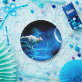 Indische wolf en volle maan papieren bordje (Feest)