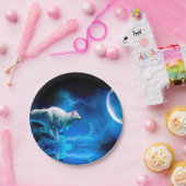 Indische wolf en volle maan papieren bordje (Feest)