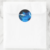 Indische wolf en volle maan ronde sticker (Tas)