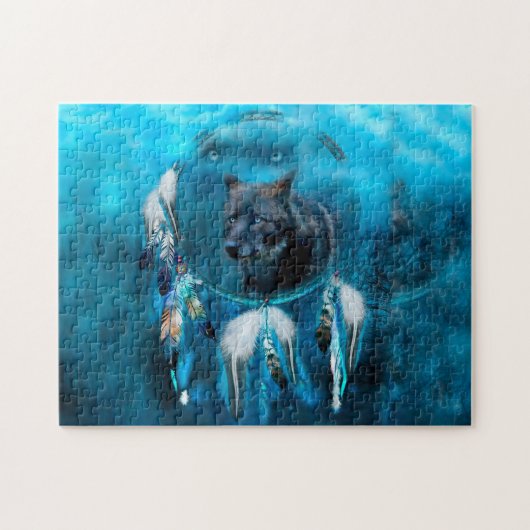 Indische wolvendromer met etnische versieringen legpuzzel (Horizontaal)