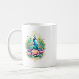 Indischer Frühling - Pfau mit Lotus Koffiemok