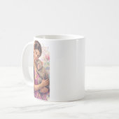 Indischer Frühling - Porträt Mädchen mit Äffchen Koffiemok (Voorkant links)