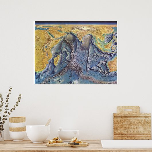 " Indischer Ozean: 1967/heute - Meeresrelief Karte Poster (Keuken)