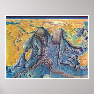 " Indischer Ozean: 1967/heute - Meeresrelief Karte Poster