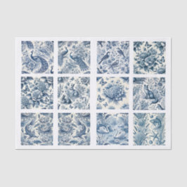 Individual Blue Chinoiserie Inspired Decoupage Tissuepapier