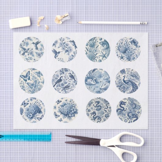 Individual Blue Chinoiserie Inspired Decoupage Tissuepapier (Craft)
