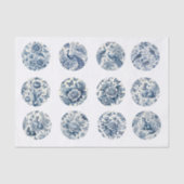 Individual Blue Chinoiserie Inspired Decoupage Tissuepapier (Voorkant)