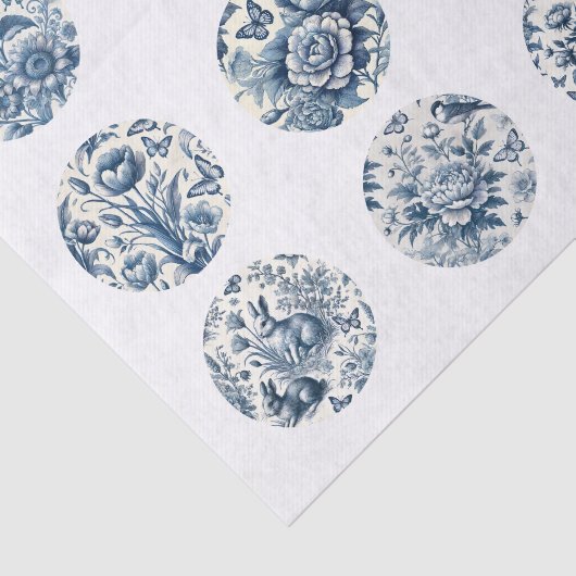 Individual Blue Chinoiserie Inspired Decoupage Tissuepapier (Detail)