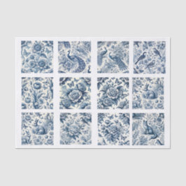 Individual Blue Chinoiserie Inspired Decoupage Tissuepapier