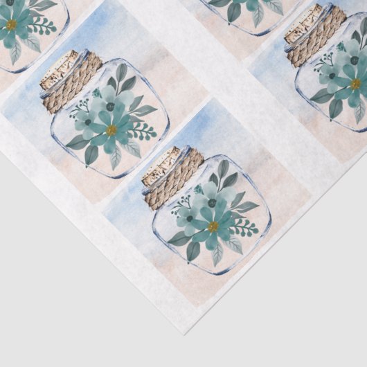 Individual Coastal Florals in a Jar Decoupage Tissuepapier (Detail)