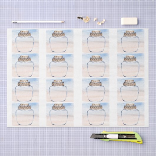 Individual Jars & Coastal Background Decoupage  Tissuepapier (Craft)
