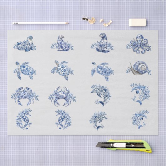 Individual Vintage Inspired Blue White Delft Tissuepapier (Craft)