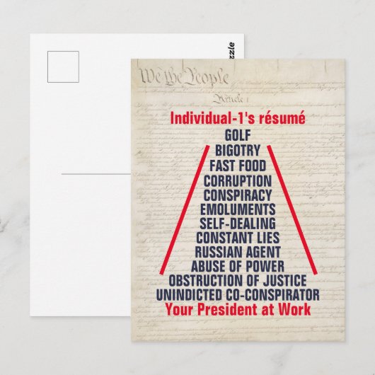 Individueel-1 Trump Collusie Obstructie jan 2019 Briefkaart (Voorkant / Achterkant)