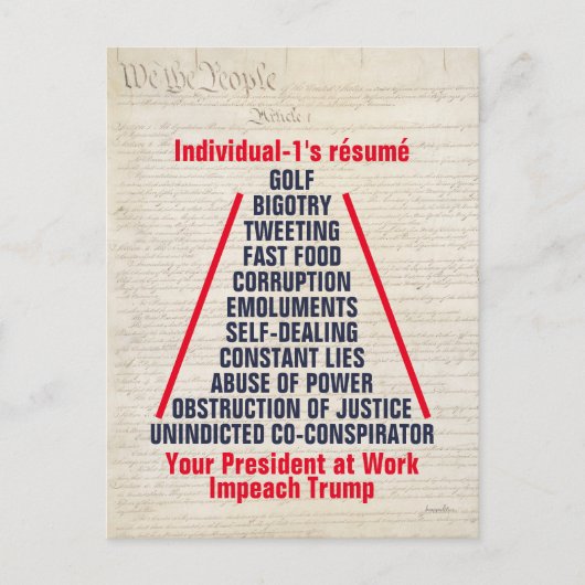 Individueel-1 Trump-obstructie duurt mei 2019 Briefkaart (Voorkant)