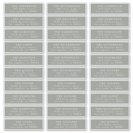 Individueel Klassiek Sage Groen Wit Gastadres Sticker (Voorkant)