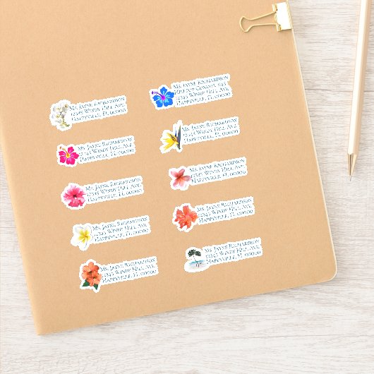 Individueel postadres Tropical Wedding Sticker (Notitieboek)