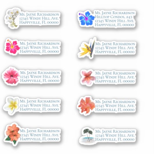 Individueel postadres Tropical Wedding Sticker (Voorkant)