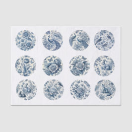 Individuele Blauwe Chinoiserie Geïnspireerde Decou Tissuepapier