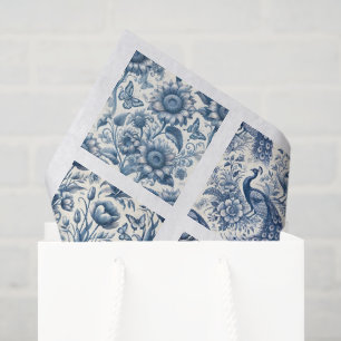 Individuele Blauwe Chinoiserie Geïnspireerde Decou Tissuepapier