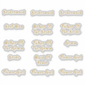 Individuele bruids partij titels gouden kalligrafi sticker (Voorkant)