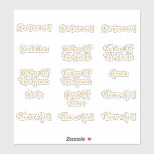 Individuele bruids partij titels gouden kalligrafi sticker