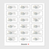 Individuele bruiloft gast naam adres blauw ombre sticker (Vel)