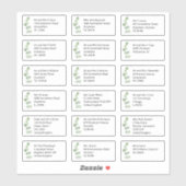 Individuele bruiloft Gast Naam Adres Eucalyptus Sticker (Vel)