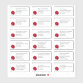 Individuele bruiloft Gast Naam Adres Red Rose Sticker (Vel)