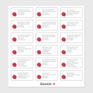 Individuele bruiloft Gast Naam Adres Red Rose Sticker