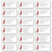 Individuele bruiloft gast naam adres rode rozen sticker (Voorkant)