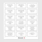 Individuele bruiloft gast naam adres sans stijl sticker (Vel)