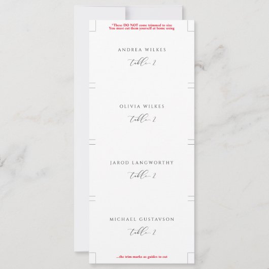 Individuele Eenvoudige Moderne Huwelijksplatkaarte (Voorkant)