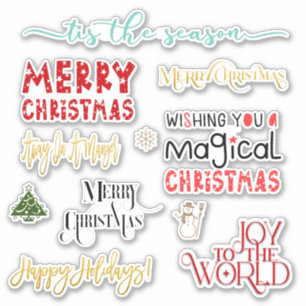 Individuele feestdagen met kersttypografie sticker