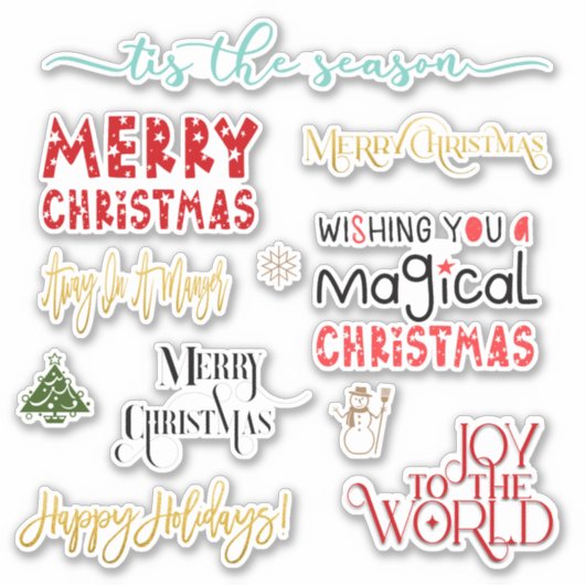 Individuele feestdagen met kersttypografie sticker (Voorkant)