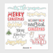 Individuele feestdagen met kersttypografie sticker (Vel)