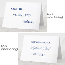 Individuele Gast Donkerblauw Wedding Place Card