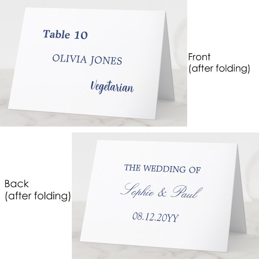 Individuele Gast Donkerblauw Wedding Place Card Kaart