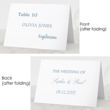 Individuele Gast Dusty Blue Wedding Place Card