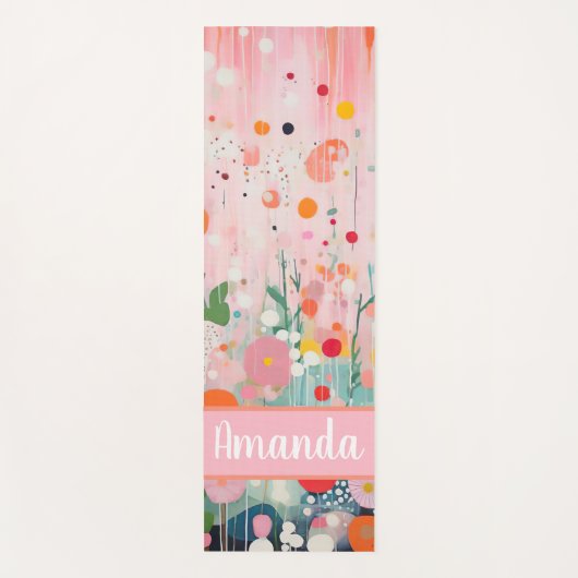 Individuele kleurrijke bloem acryl schilderij stij yogamat (Voorkant)