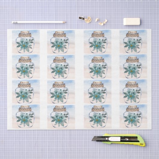 Individuele Kustbloemen in een Pot Decoupage Tissuepapier (Craft)