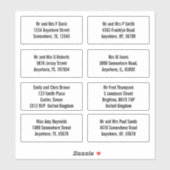 Individuele naam en adresblad voor ontvangers sticker (Vel)